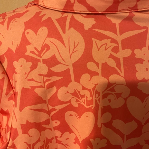 Soneven Pink Floral Long Sleeve Activewear Top Size Small Collared Quarter Zip - Picture 7 of 9